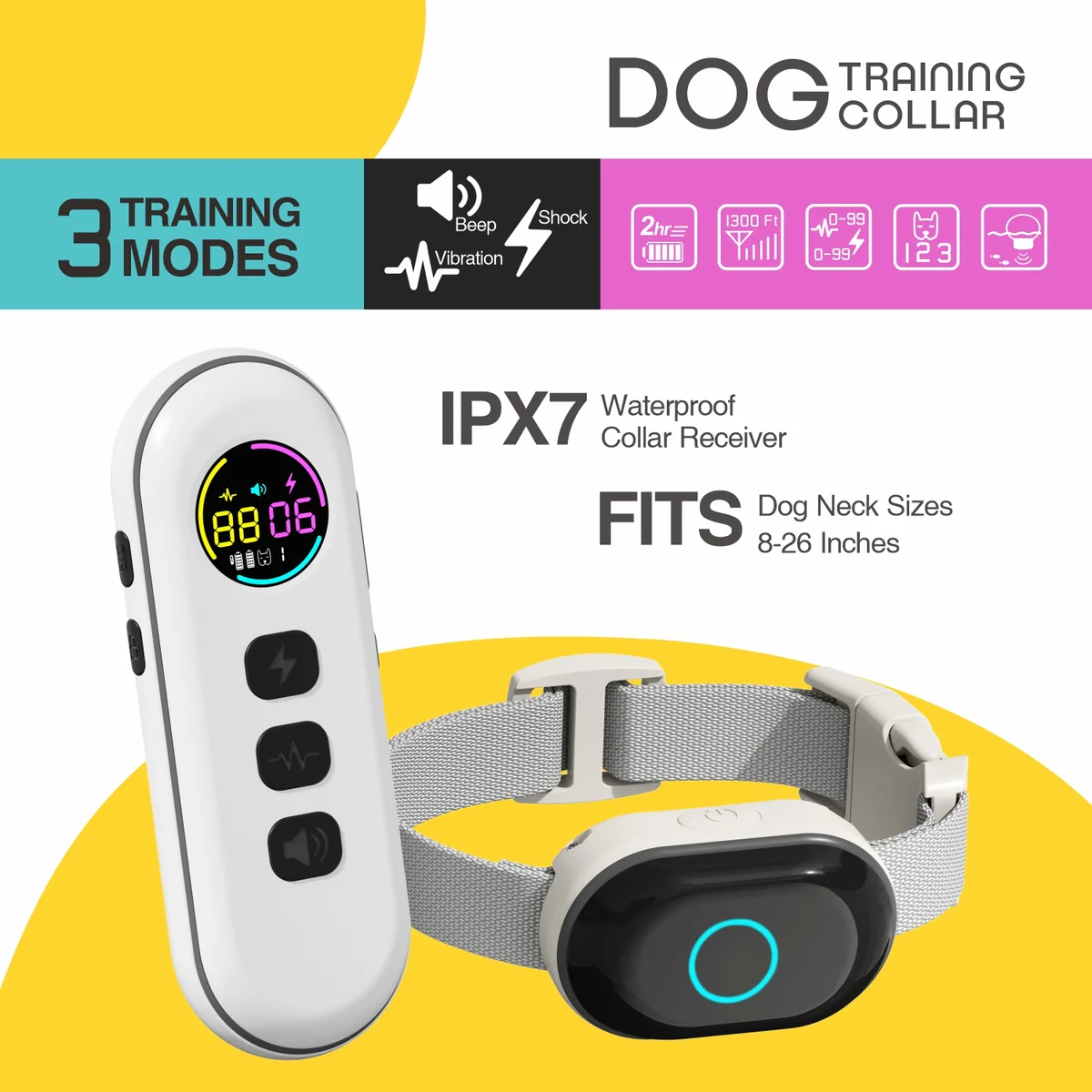 StarNavi DB900S remote dog training collar with color LCD remote transmitter and receiver