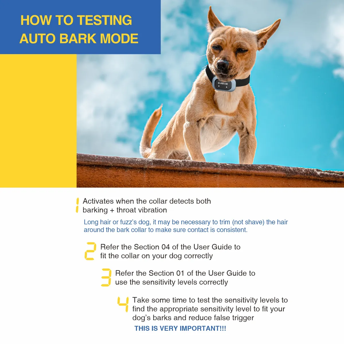 DB300A bark collar with dual detection: barking plus throat vibration - StarNavi OEM